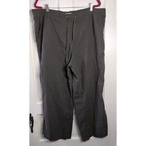 Per Se Linen Blend Drawstring Relaxed Wide Leg Pants Army Green 2X Women's(891)